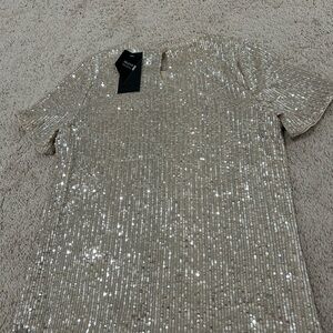 Gold Sequin Short Sleeve Top